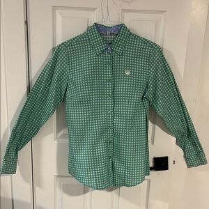 Cinch Women's Green and Blue Button Down Shirt